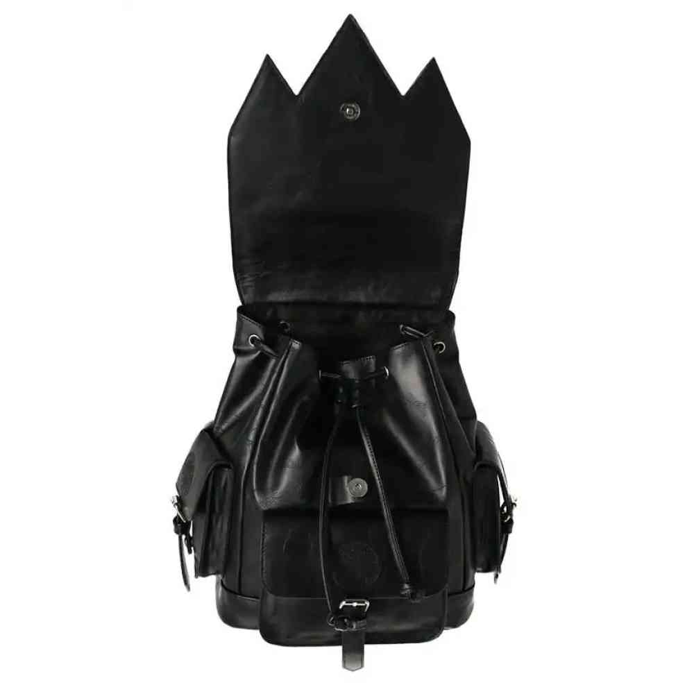 Restyle - Gothic Rosette Inverted Cathedral Embroidery Rugtas - Zwart